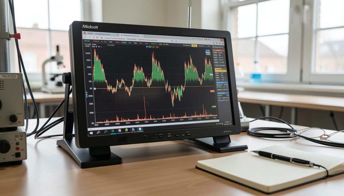 A spectrum analyzer shows the signal peaks that channel width and modulation turn into 802.11ac's rated speed.